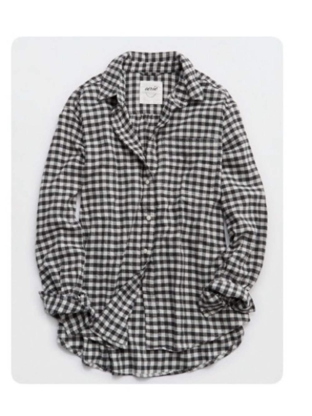 aerie Black & White Gingham Button-Up Shirt